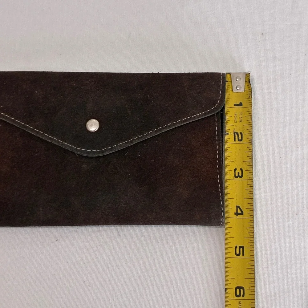 Vintage Brazilian Leather Envelope Wallet Brown Soft Snap Minimalist Unisex Y2K‎